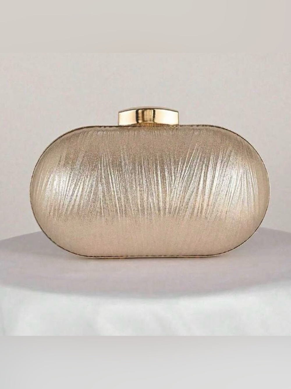 Metallic Champagne Gold Evening Clutch - Women Bags